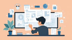 متخصص طراحی وب‌سایت در حال کار روی رابط کاربری و UX.