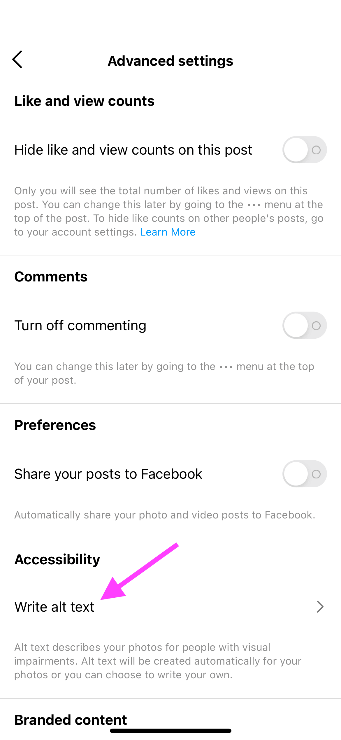 تنظیمات پیشرفته اینستاگرام برای نوشتن آلت تگ تصویر با ویدئو